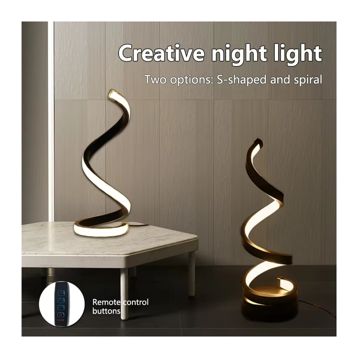 GGBEE LED Tischlampe in Schlangenform aus Leder, dimmbares USB Nachtlicht mit Knopfschalter, Weiß oder RGB - Bild 2