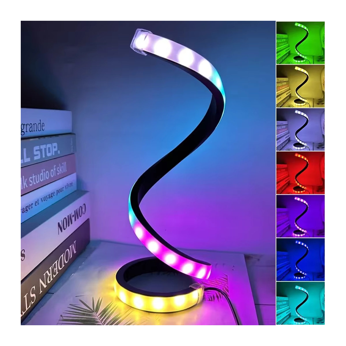 GGBEE LED Tischlampe in Schlangenform aus Leder, dimmbares USB Nachtlicht mit Knopfschalter, Weiß oder RGB - Bild 5