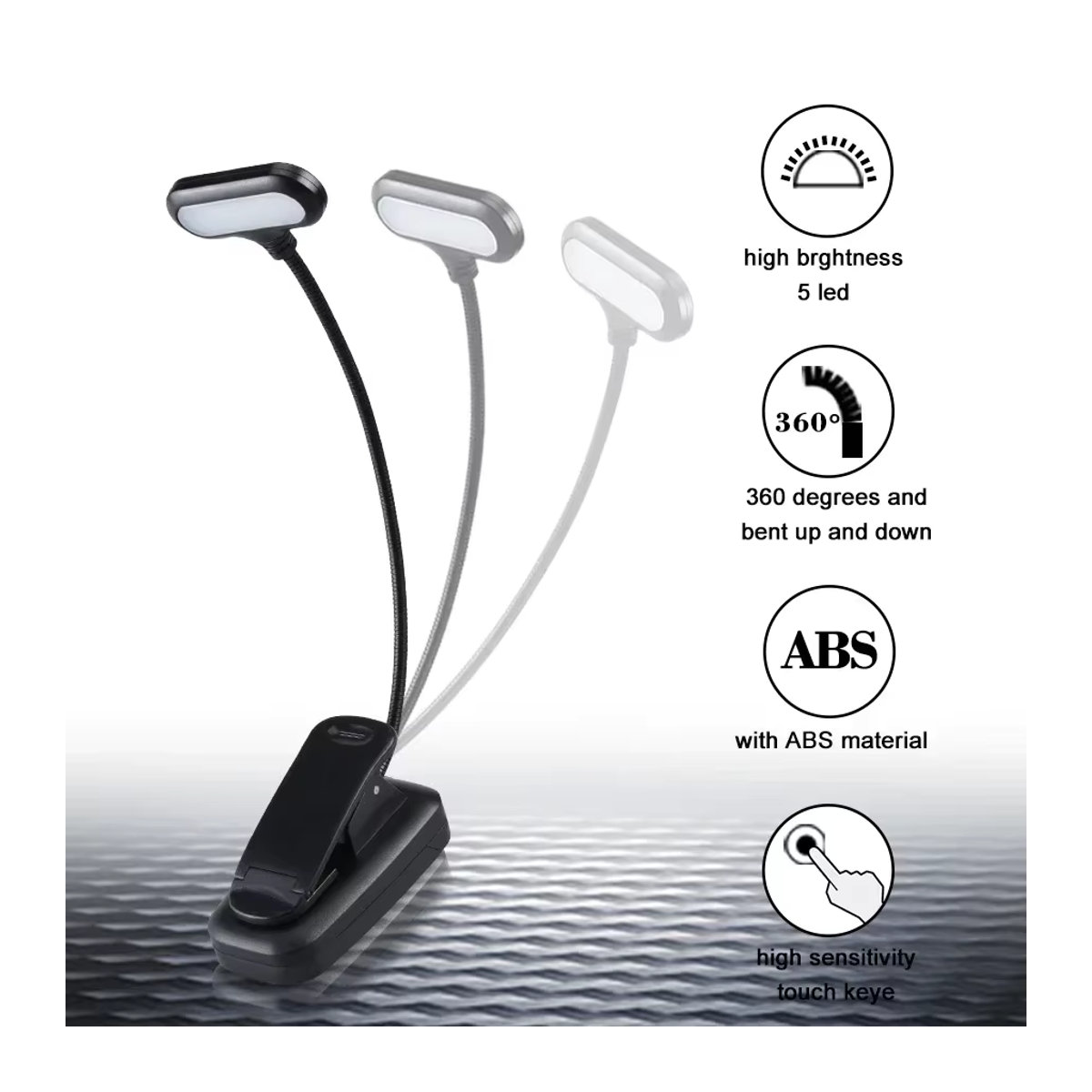 GGBEE Mini LED Buchlampe mit Clip-On Funktion, batteriebetrieben und verstellbar für Augenschutz beim Lesen und Lernen - Bild 2