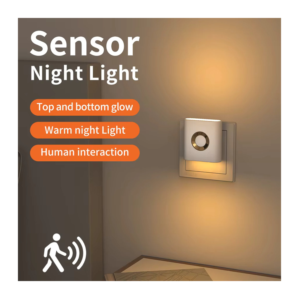 GGBEE Nachtlicht mit Bewegungssensor und Augenpflege-Funktion in warmem Licht für Flur und Treppe mit EU-Stecker - Bild 2