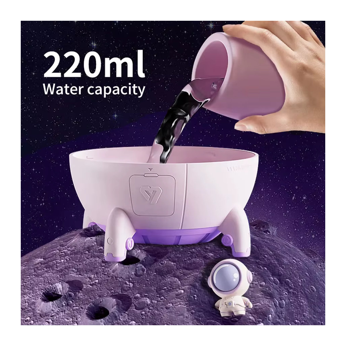 GGBEE Raumkapsel-Luftbefeuchter mit Aromatherapie und 7 Farben Atmosphärenlicht, Weiß, 220 ml - Bild 4