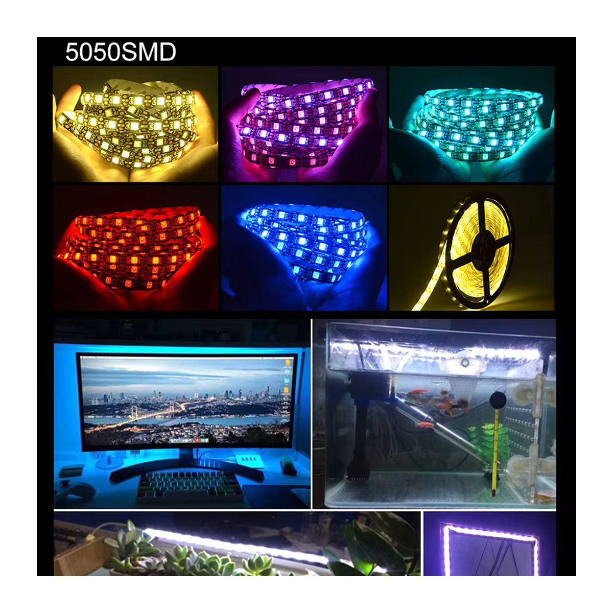 GGBEE RGB 5050 USB-LED-Streifen mit Farbwechsel, 5 Meter Länge, flexibles LED-Lichtband für Raumdekoration und TV-Hintergrundbeleuchtung - Bild 3