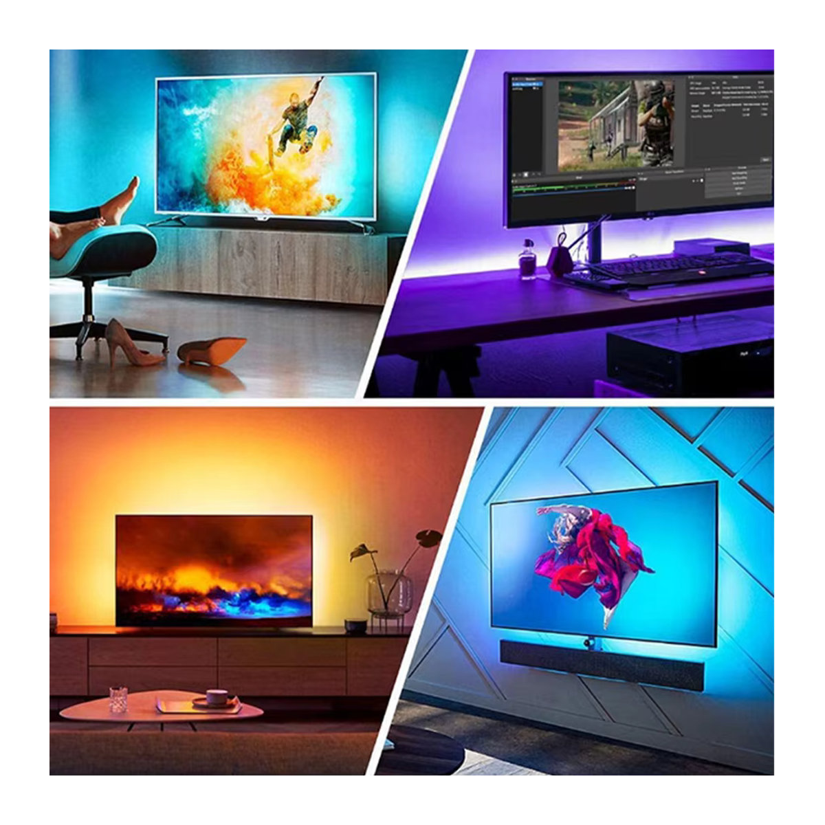 GGBEE RGB 5050 USB-LED-Streifen mit Farbwechsel, 5 Meter Länge, flexibles LED-Lichtband für Raumdekoration und TV-Hintergrundbeleuchtung - Bild 4