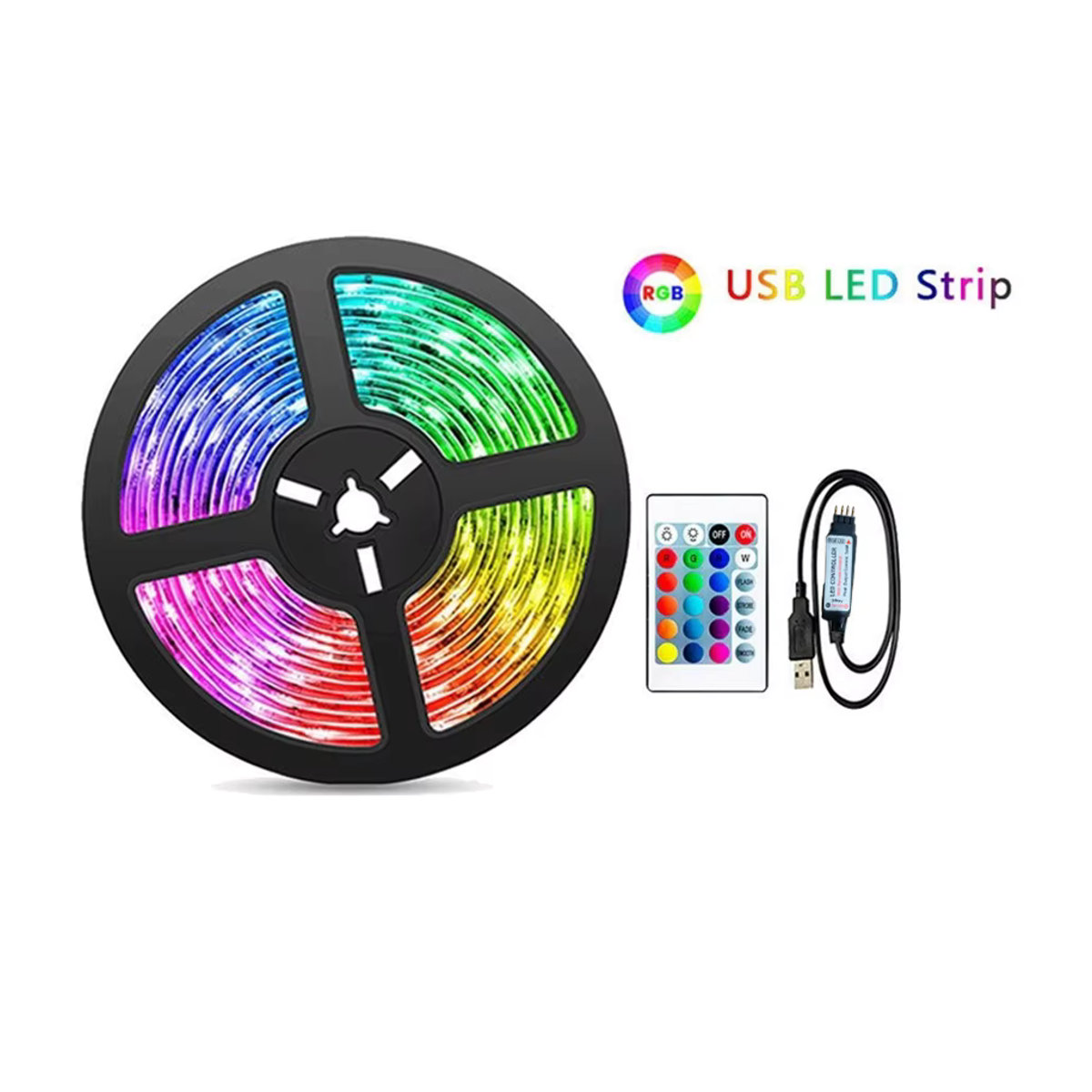 GGBEE RGB 5050 USB-LED-Streifen mit Farbwechsel, 5 Meter Länge, flexibles LED-Lichtband für Raumdekoration und TV-Hintergrundbeleuchtung - Bild 5