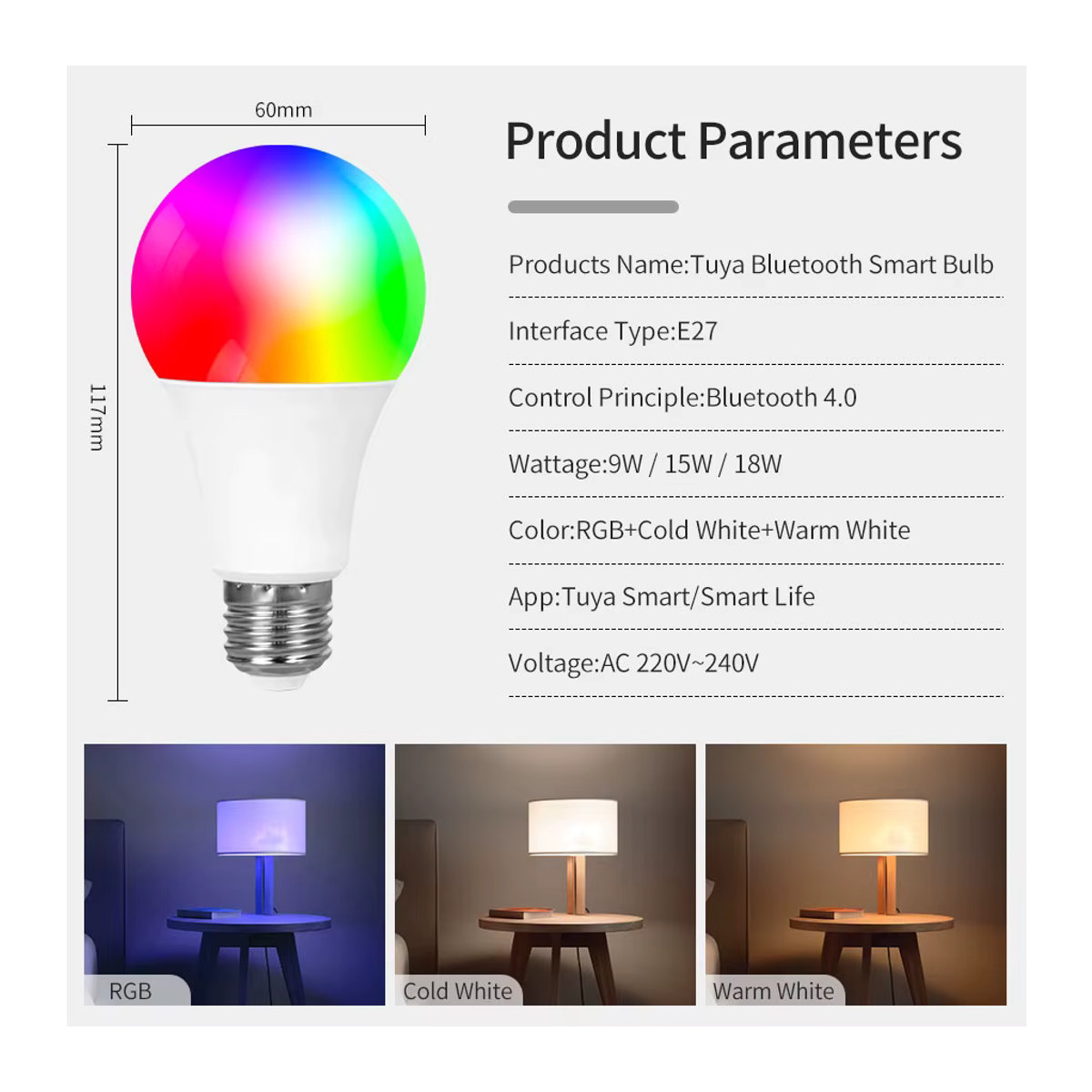 GGBEE Smart LED Glühbirne E27 RGB mit Tuya Bluetooth und HF 2,4g Fernbedienung via Smart Life App - Bild 4