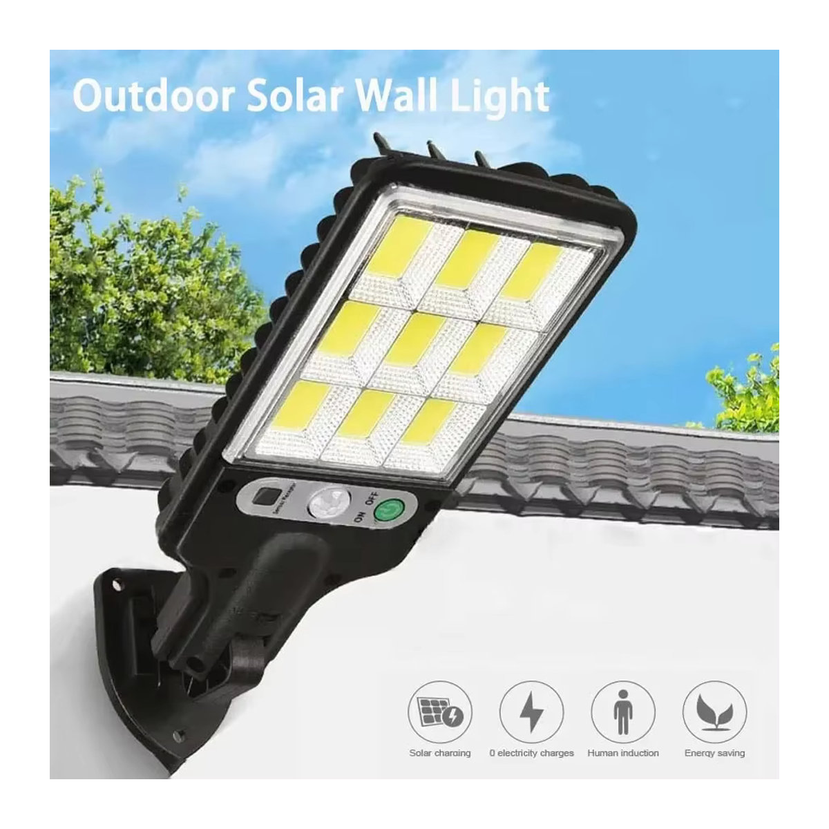 GGBEE Solar-Straßenlaterne mit LED und Bewegungssensor, wasserdichte Solarleuchte aus ABS für Garten, Garage und Terrasse - Bild 5
