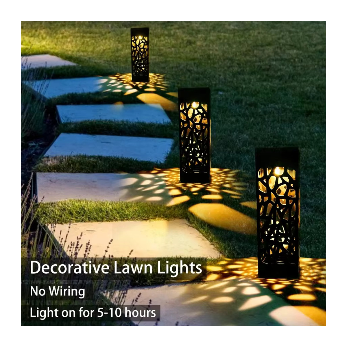 GGBEE Solarleuchte LED Modern Schwarz Wasserdicht für Garten Terrasse und Gehweg - Bild 2