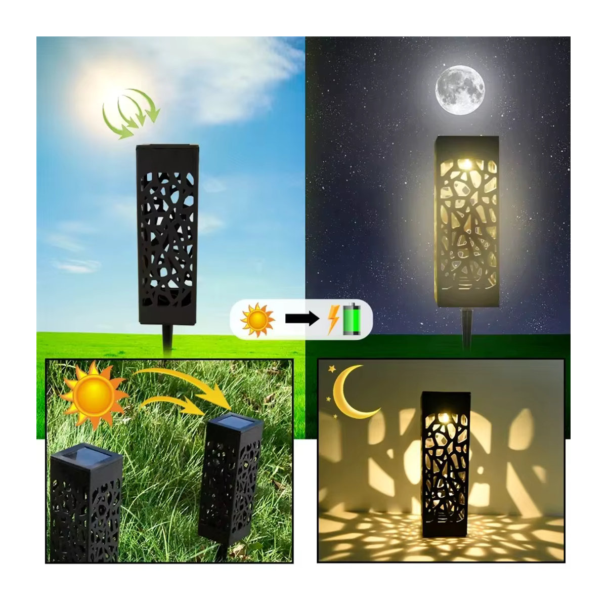 GGBEE Solarleuchte LED Modern Schwarz Wasserdicht für Garten Terrasse und Gehweg - Bild 4