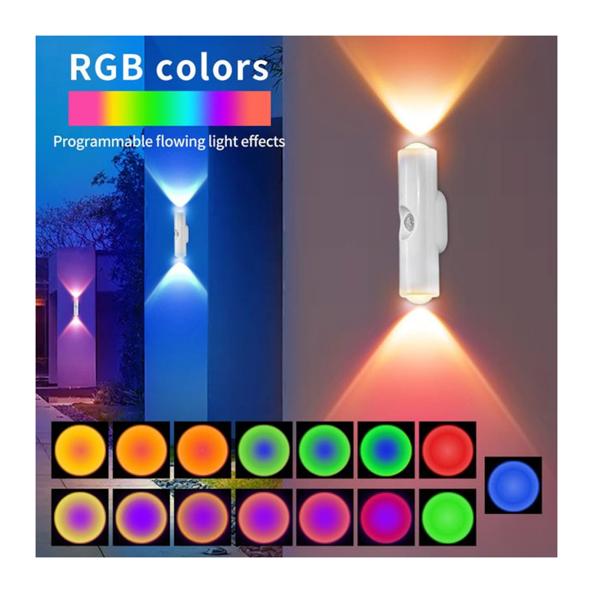 GGBEE Wiederaufladbare LED-Wandleuchte mit Bewegungssensor und Sonnenuntergang-Projektion, RGB Stimmungslicht in Weiß und Bunt, minimalistisches Design - Bild 1