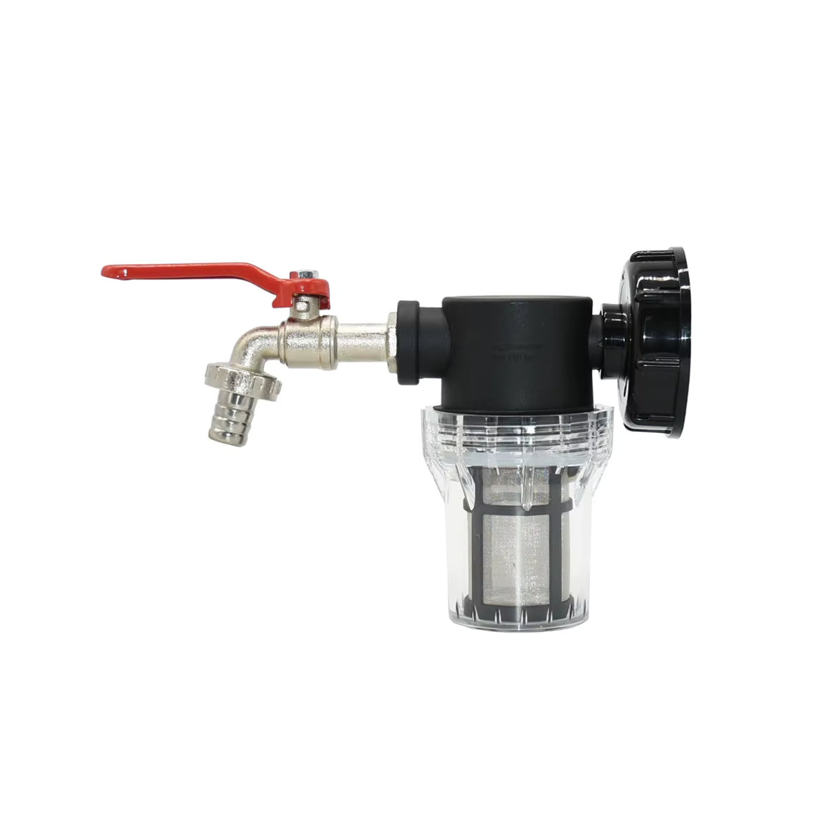 GHHWL IBC-Tank-Wasserhahn-Adapter mit S60-Gewinde auf 15–16 mm Gartenschlauch-Anschluss, Kugelhahn aus Messing in Silber für 1000-Liter-Regenfässer - Bild 2