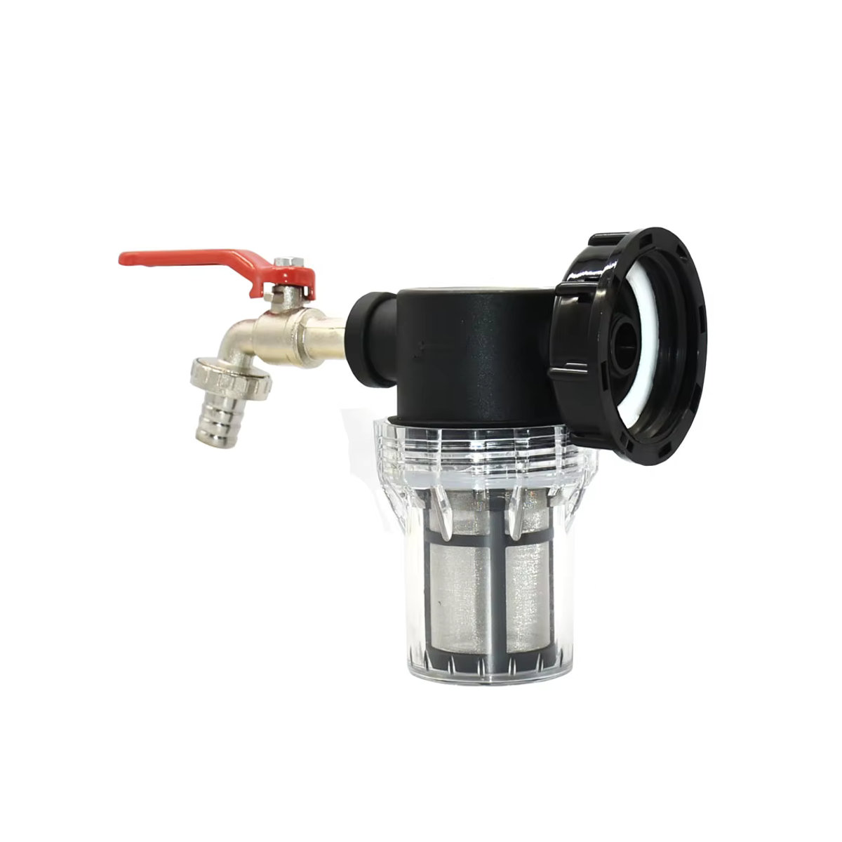 GHHWL IBC-Tank-Wasserhahn-Adapter mit S60-Gewinde auf 15–16 mm Gartenschlauch-Anschluss, Kugelhahn aus Messing in Silber für 1000-Liter-Regenfässer - Bild 3