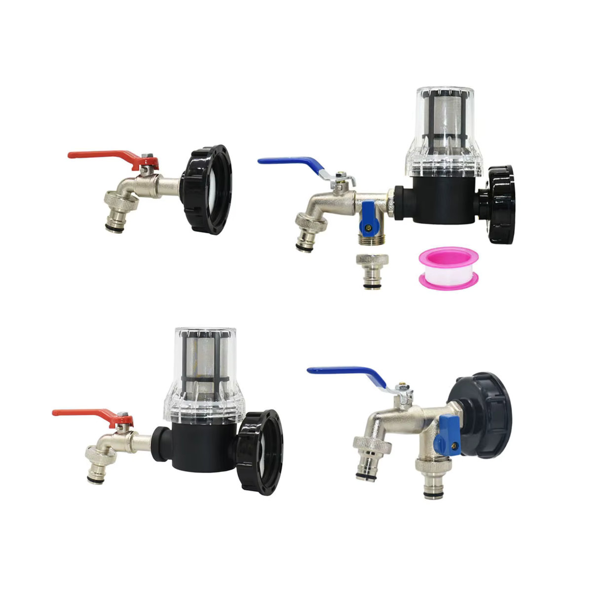 GHHWL IBC-Tank-Wasserhahn-Adapter mit S60-Gewinde auf 15–16 mm Gartenschlauch-Anschluss, Kugelhahn aus Messing in Silber für 1000-Liter-Regenfässer - Bild 4