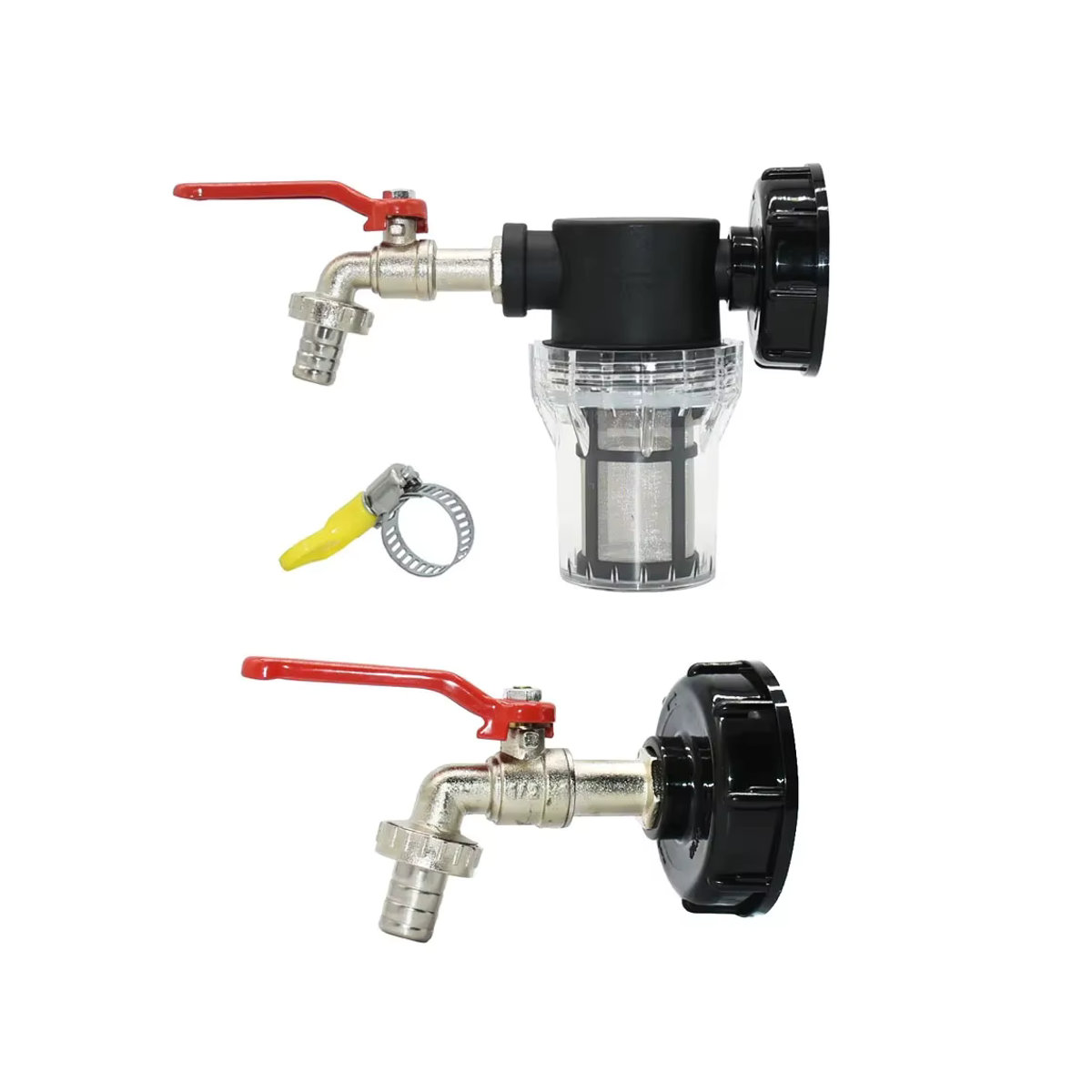GHHWL IBC-Tank-Wasserhahn-Adapter mit S60-Gewinde auf 15–16 mm Gartenschlauch-Anschluss, Kugelhahn aus Messing in Silber für 1000-Liter-Regenfässer - Bild 5