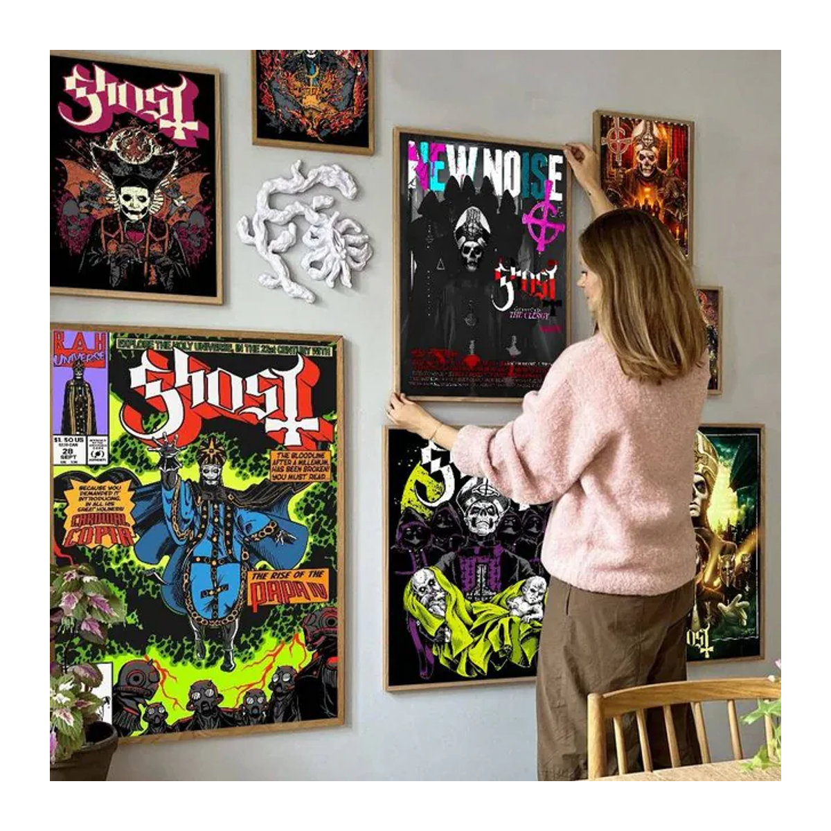 Ghost Heavy Metal Band Anime-Poster als selbstklebender wasserfester Papieraufkleber in Mehrfarbig für deine Wanddekoration - Bild 1