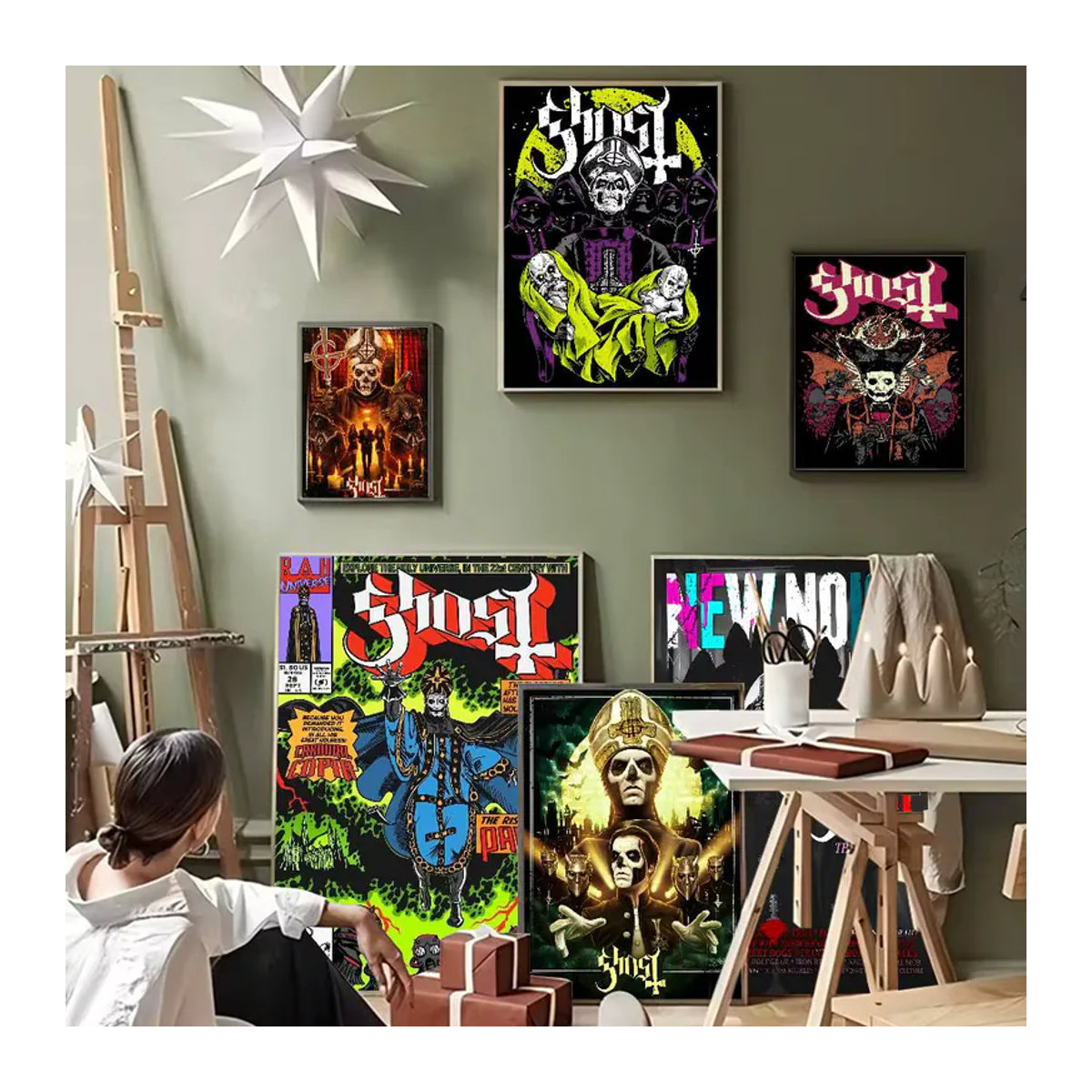 Ghost Heavy Metal Band Anime-Poster als selbstklebender wasserfester Papieraufkleber in Mehrfarbig für deine Wanddekoration - Bild 6