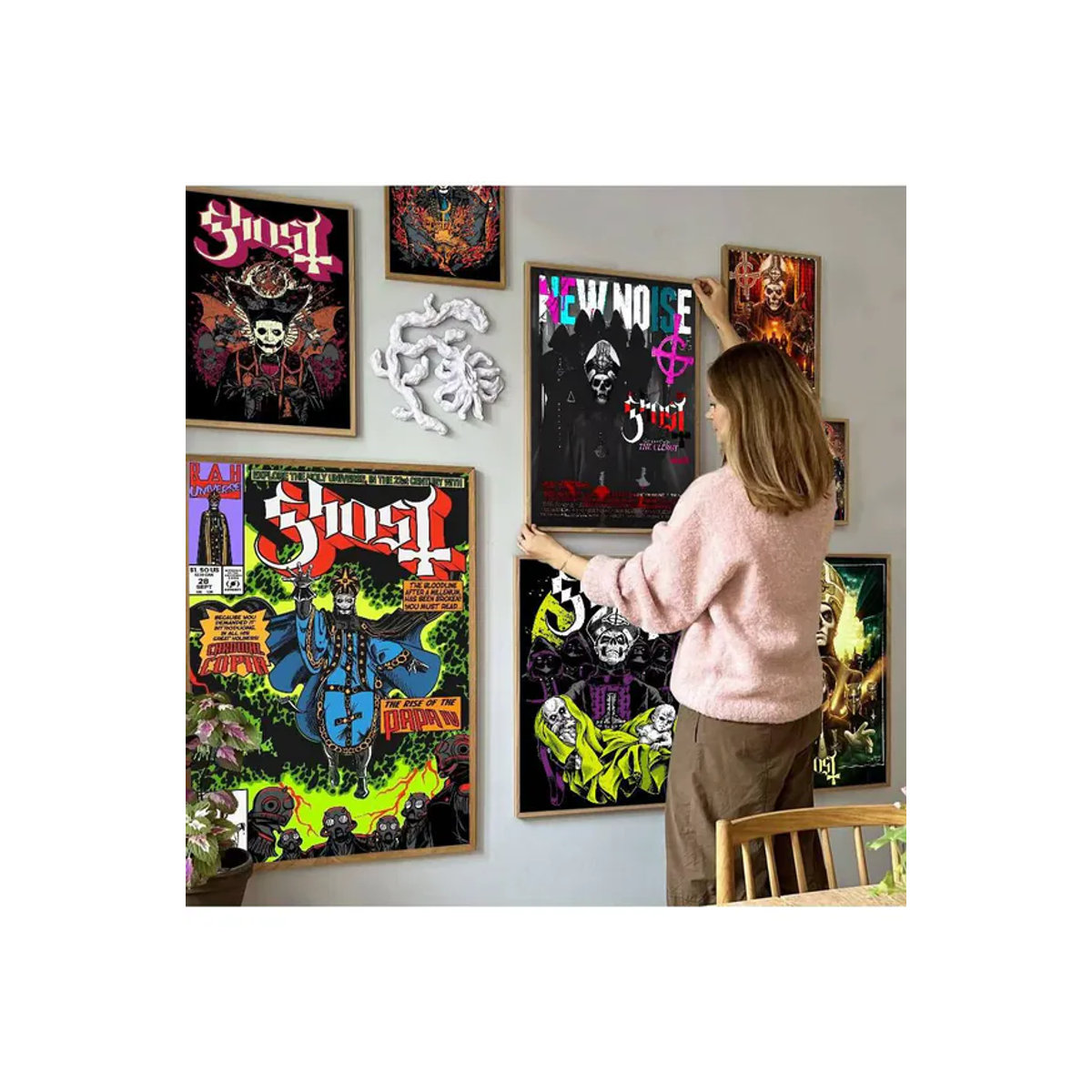 Ghost Heavy Metal Band Anime-Poster als selbstklebender wasserfester Papieraufkleber in Mehrfarbig für deine Wanddekoration - Bild 7