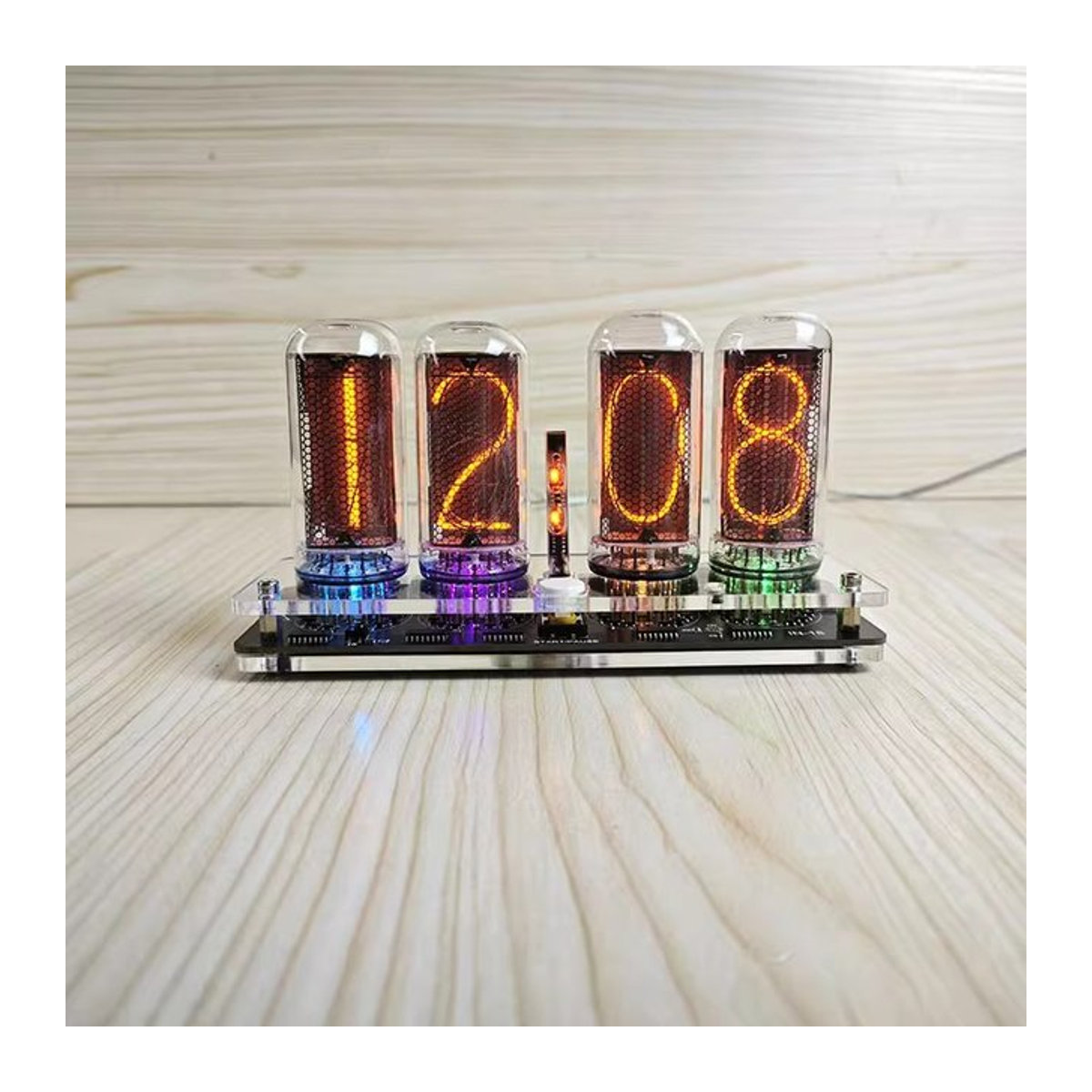 Ghxamp Nixie Uhr IN-18 Erweiterte Version Digitale Glühröhren Uhr in Mehrfarbig, B/T/H: 15,8 x 5,0 x 2,5 cm - Bild 1