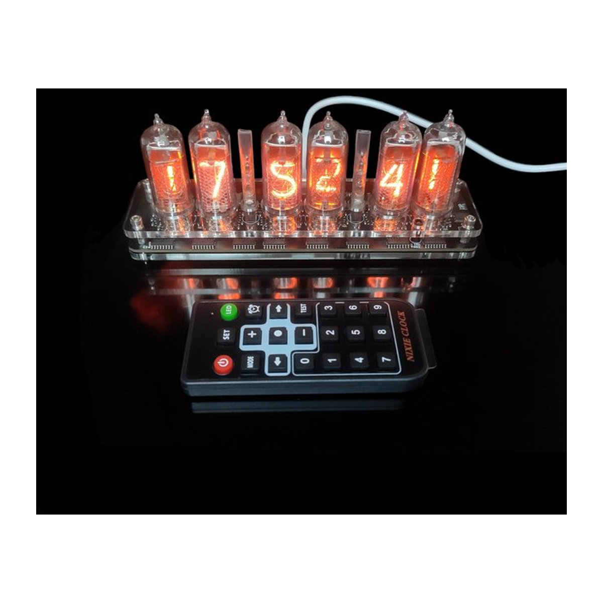 GHXAMP Nixieröhren Uhr Modul IN14 Glow Rohr mit Hintergrundbeleuchtung, 6-bit Digitaluhr DIY Audio Zubehör, Orange, USB 5V - Bild 1