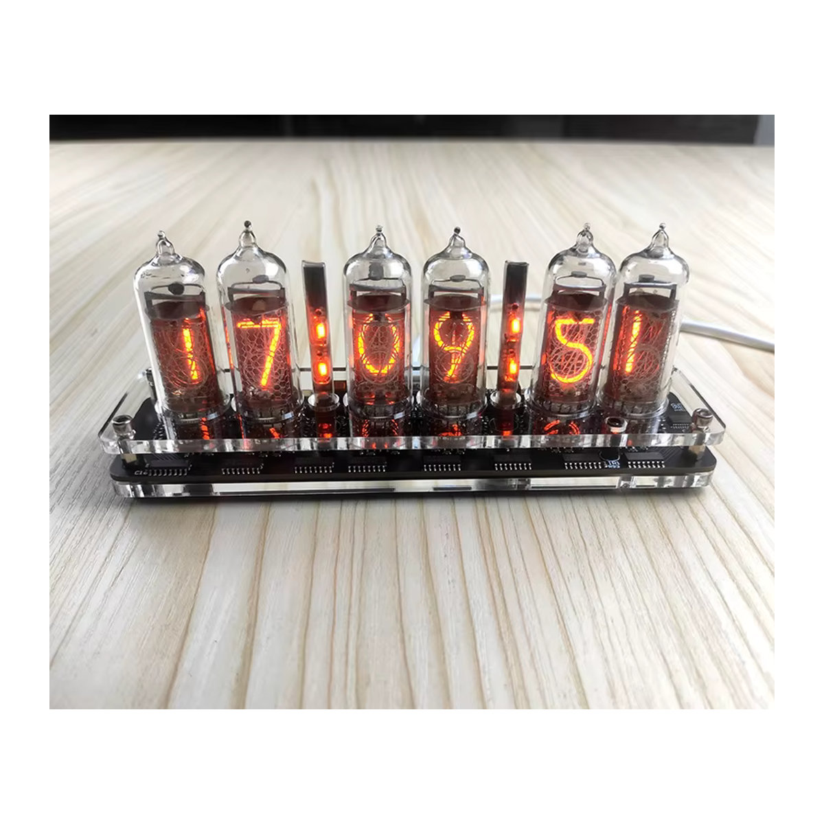 GHXAMP Nixieröhren Uhr Modul IN14 Glow Rohr mit Hintergrundbeleuchtung, 6-bit Digitaluhr DIY Audio Zubehör, Orange, USB 5V - Bild 2
