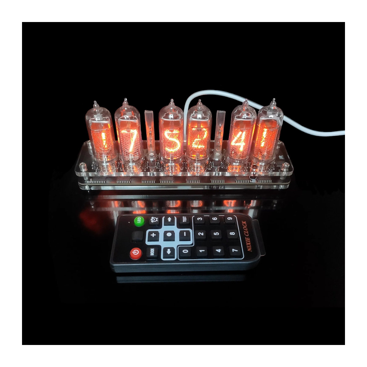 GHXAMP Nixieröhren Uhr Modul IN14 Glow Rohr mit Hintergrundbeleuchtung, 6-bit Digitaluhr DIY Audio Zubehör, Orange, USB 5V - Bild 6