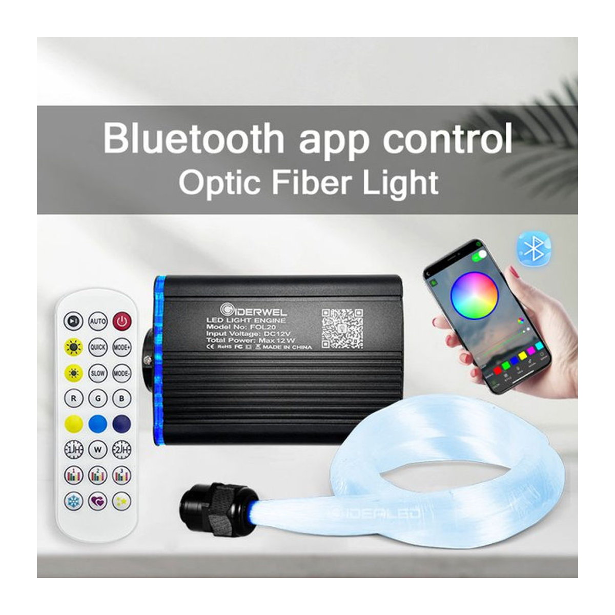 GIDERWEL LED Glasfaser Lichter Kit mit Smart APP Steuerung, RGBW Sternenhimmel Effekt Deckenleuchte in Bunt und Modernem Design - Bild 1