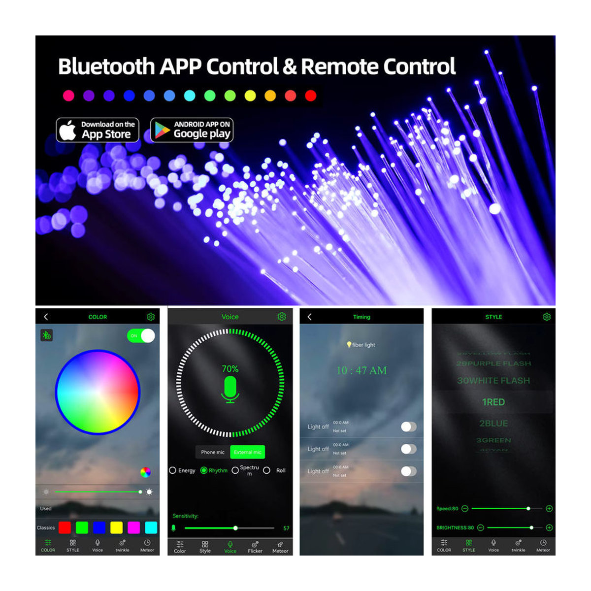 GIDERWEL LED Glasfaser Lichter Kit mit Smart APP Steuerung, RGBW Sternenhimmel Effekt Deckenleuchte in Bunt und Modernem Design - Bild 5