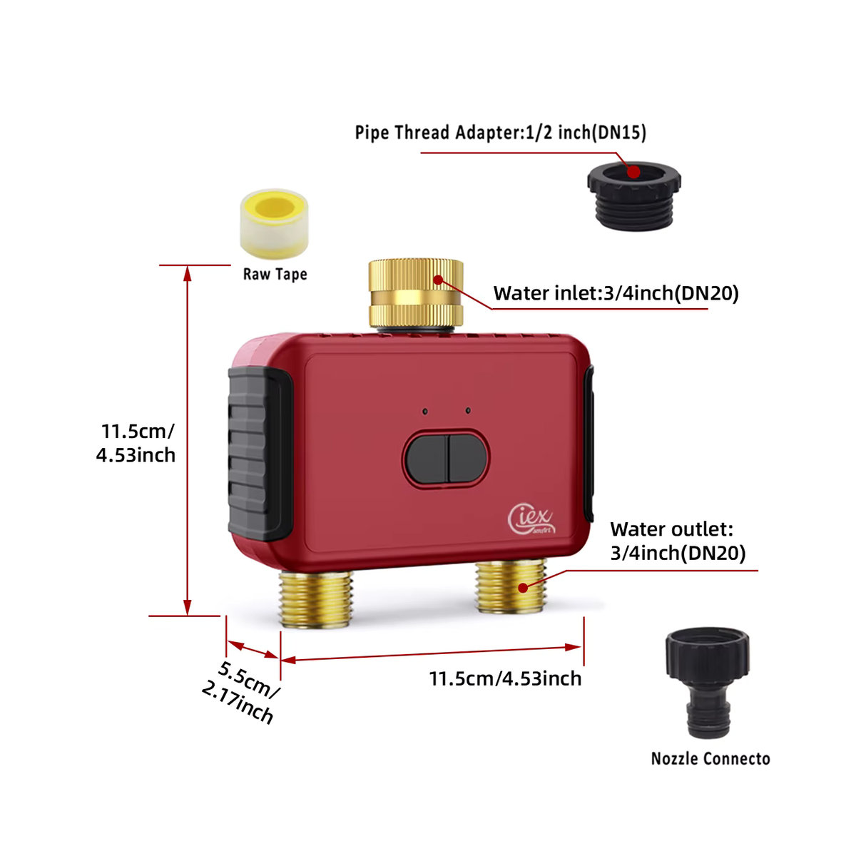 Giexperience Smart Garden Bewässerungstimer mit 2 Zonen, WiFi und Zigbee, Automatisches Bewässerungssystem für Tropf- und Sprinklersteuerung, Rot - Bild 3