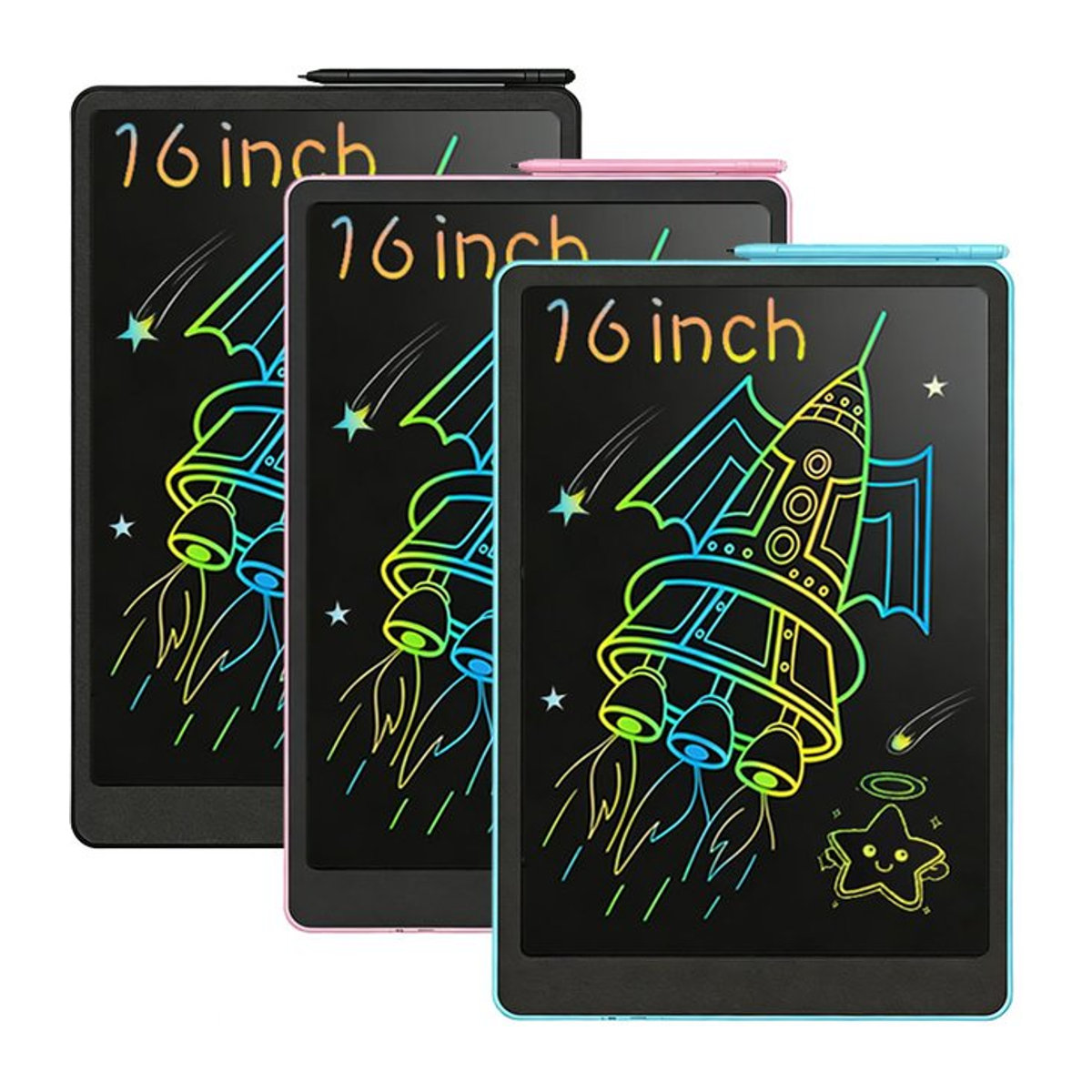 Gift King 16-Zoll LCD Schreibtafel Blau Minimalistisch mit Ein-Tasten-Löschanfunktion als elektronisches Zeichenbrett und Lernspielzeug - Bild 1