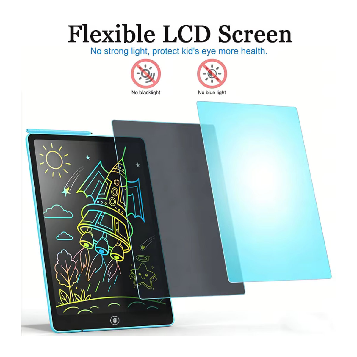 Gift King 16-Zoll LCD Schreibtafel Blau Minimalistisch mit Ein-Tasten-Löschanfunktion als elektronisches Zeichenbrett und Lernspielzeug - Bild 3