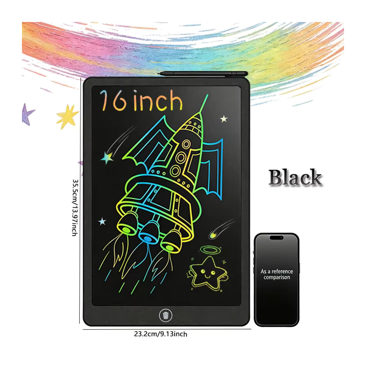 Gift King 16-Zoll LCD Schreibtafel Blau Minimalistisch mit Ein-Tasten-Löschanfunktion als elektronisches Zeichenbrett und Lernspielzeug - Bild 6