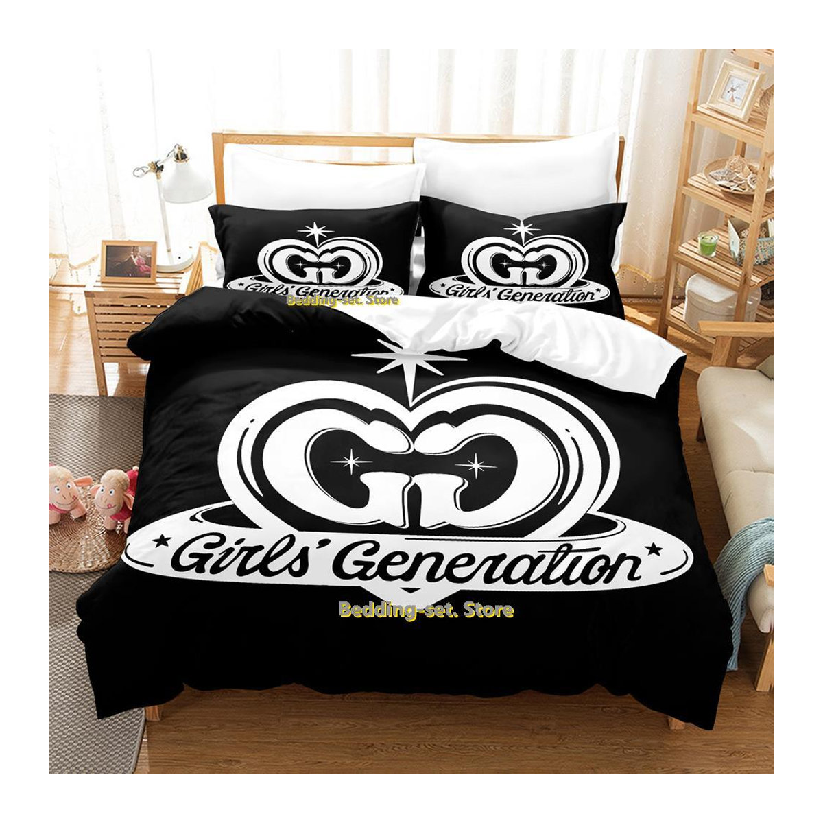 Girls Generation Bettwäsche-Set mit Bettbezug und Kissenbezügen, Kawaii Design für Kinder und Erwachsene, B/H: 135 x 200 cm - Bild 1