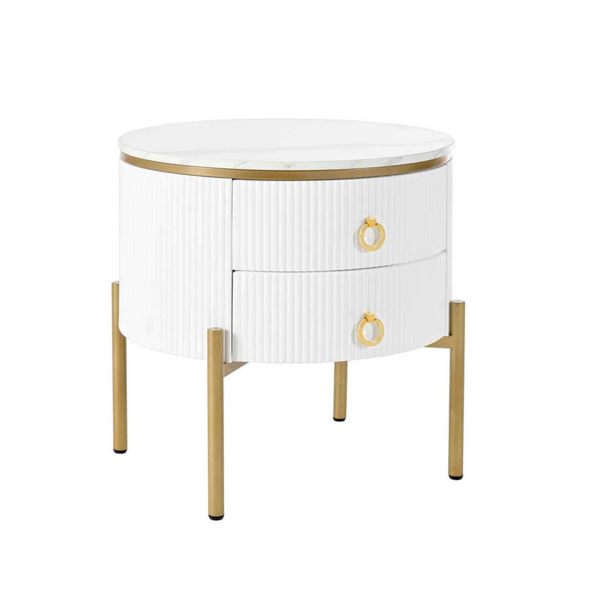 GL Store Beistelltisch mit Marmorstruktur in Weiß, quadratisch und modern, B/T/H: 50 x 50 x 51 cm - Bild 2