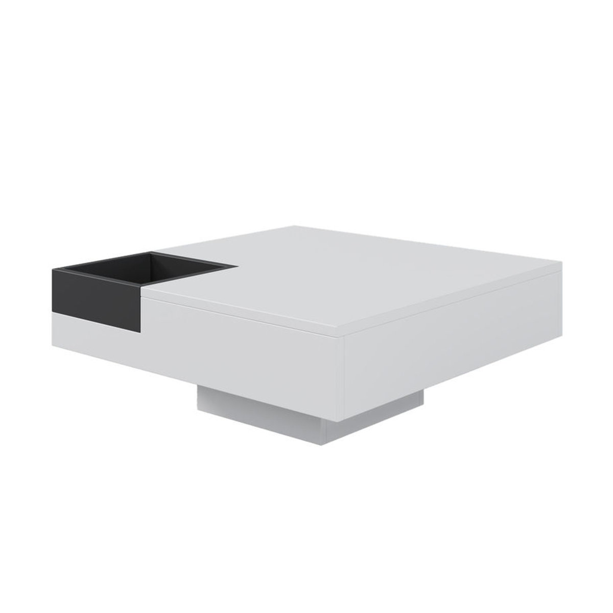 GL Store Couchtisch in Weiß mit LED-Lichtstreifen und abnehmbarer Aufbewahrungsbox, Modernes Design, B/T/H: 72 x 72 x 30 cm - Bild 2
