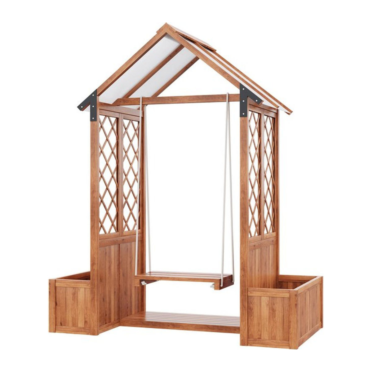 GL Store Pflanzkübel mit Spalier und Schaukel für Garten, Hof und Terrasse in Braun, H x B x T: 163 x 142 x 70 cm - Bild 1