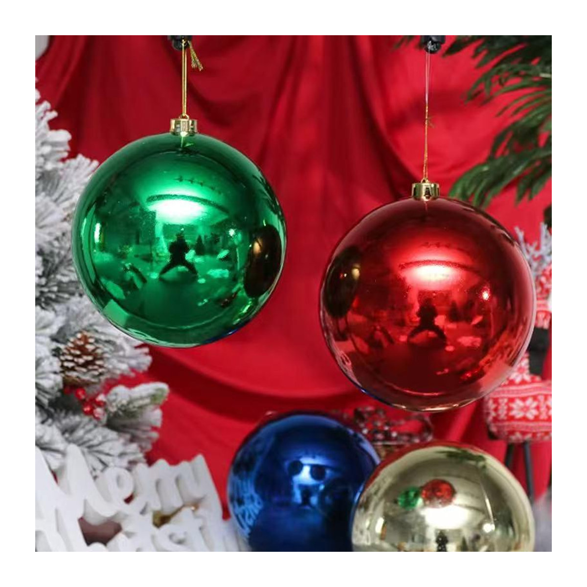 Glänzende Weihnachtsdekorationskugel von Hein-M in Gold, rundes Hängeornament aus Kunststoff für Weihnachten und Hochzeit, Durchmesser: 15 cm - Bild 2