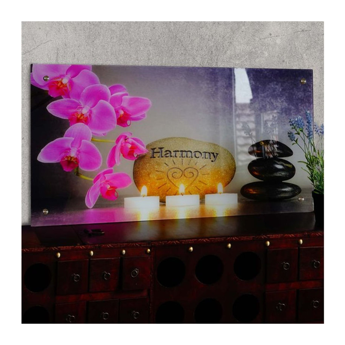 Glasbild Harmony von MCW mit floralem Blumenmotiv in Mehrfarbig, Acrylglas, Breite: 100 cm, Höhe: 50 cm - Bild 1