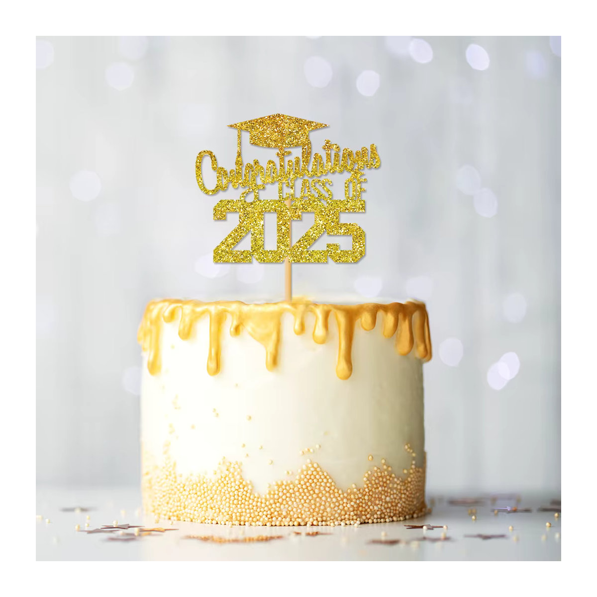 Glitzernde Kuchenaufsätze Klasse 2025 für deine Abschlussfeier, mehrfarbig aus Kunststoff - Bild 2
