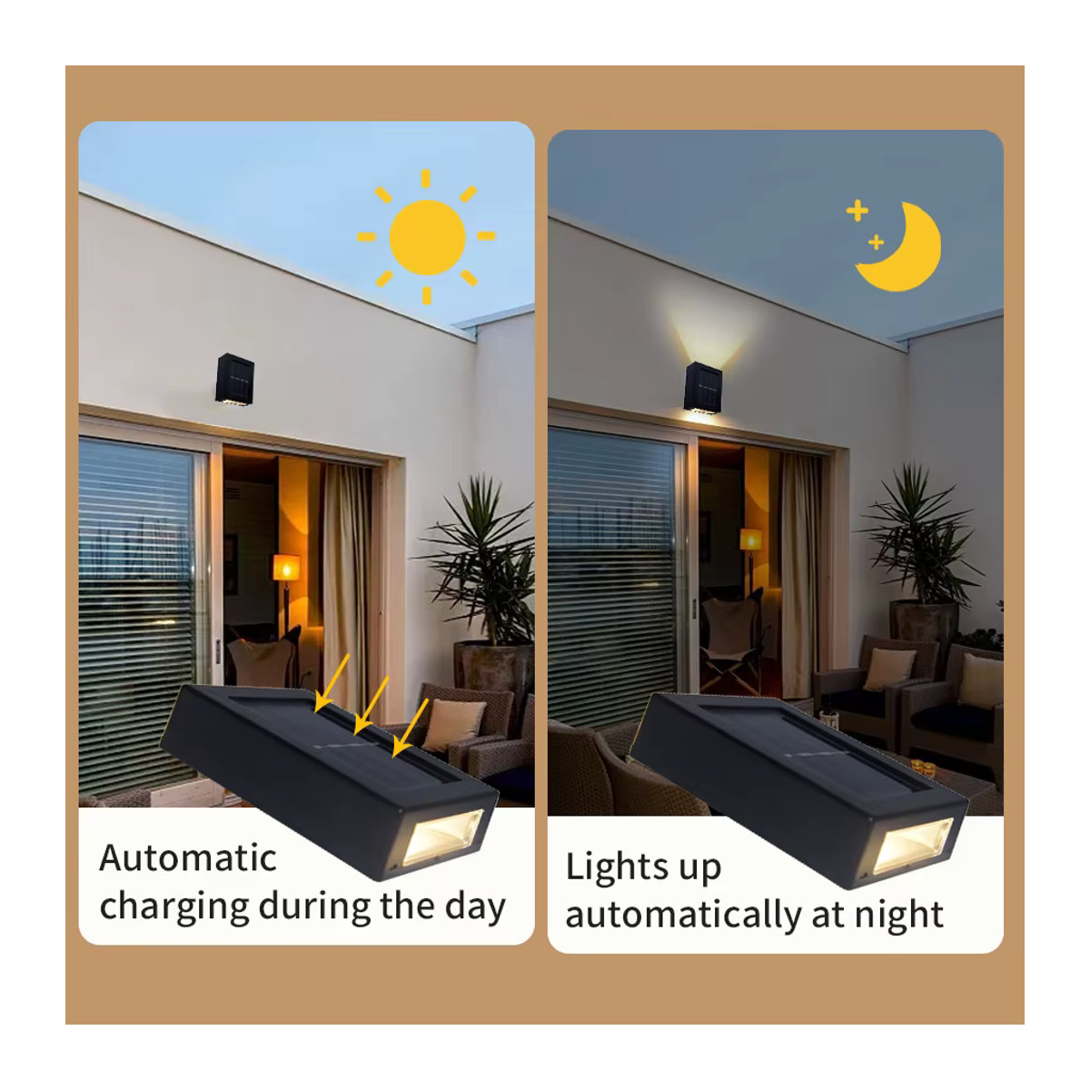 Globvat Minimalistischer Solar-Außenstrahler in Schwarz als wasserdichte Wandfluterleuchte für Garten und Balkon - Bild 3