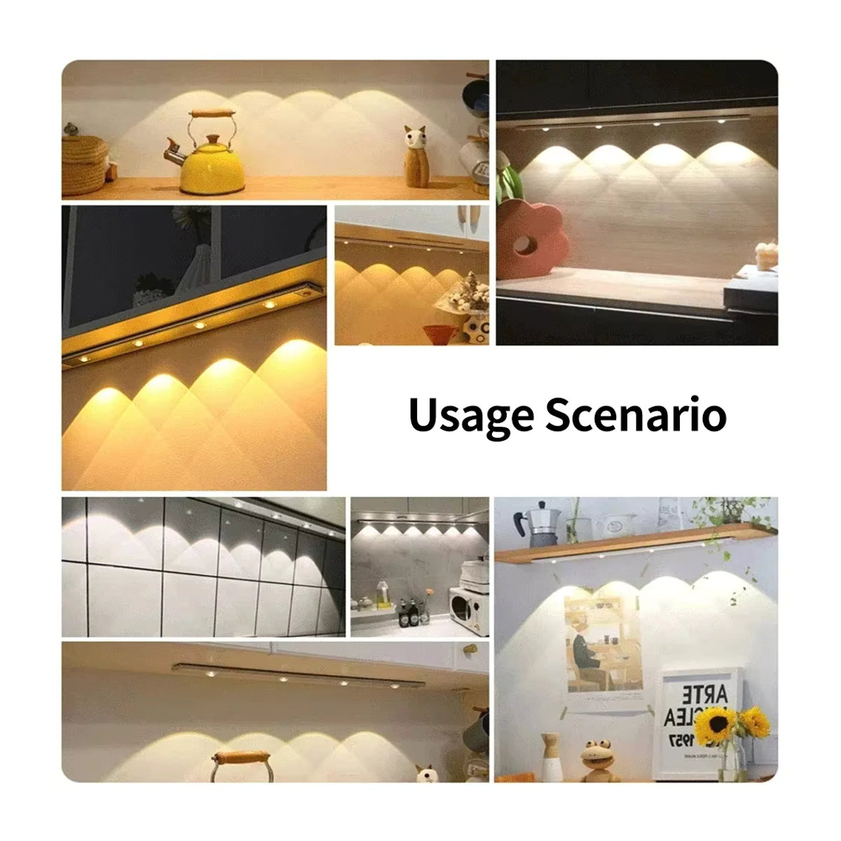 Globvat Wiederaufladbare LED-Balkenleuchte mit Bewegungsmelder, dimmbare Schrankbeleuchtung in 3 Farben für Küche und Kleiderschrank - Bild 4