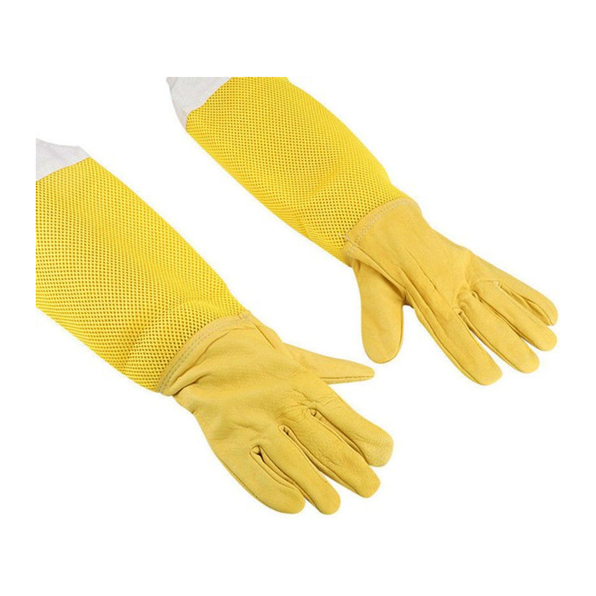Glor ious Future Imker-Schutzhandschuhe mit Imker-Ärmeln aus atmungsaktivem Mesh-Gewebe und Schaffell, Gelb, 1 Paar - Bild 1