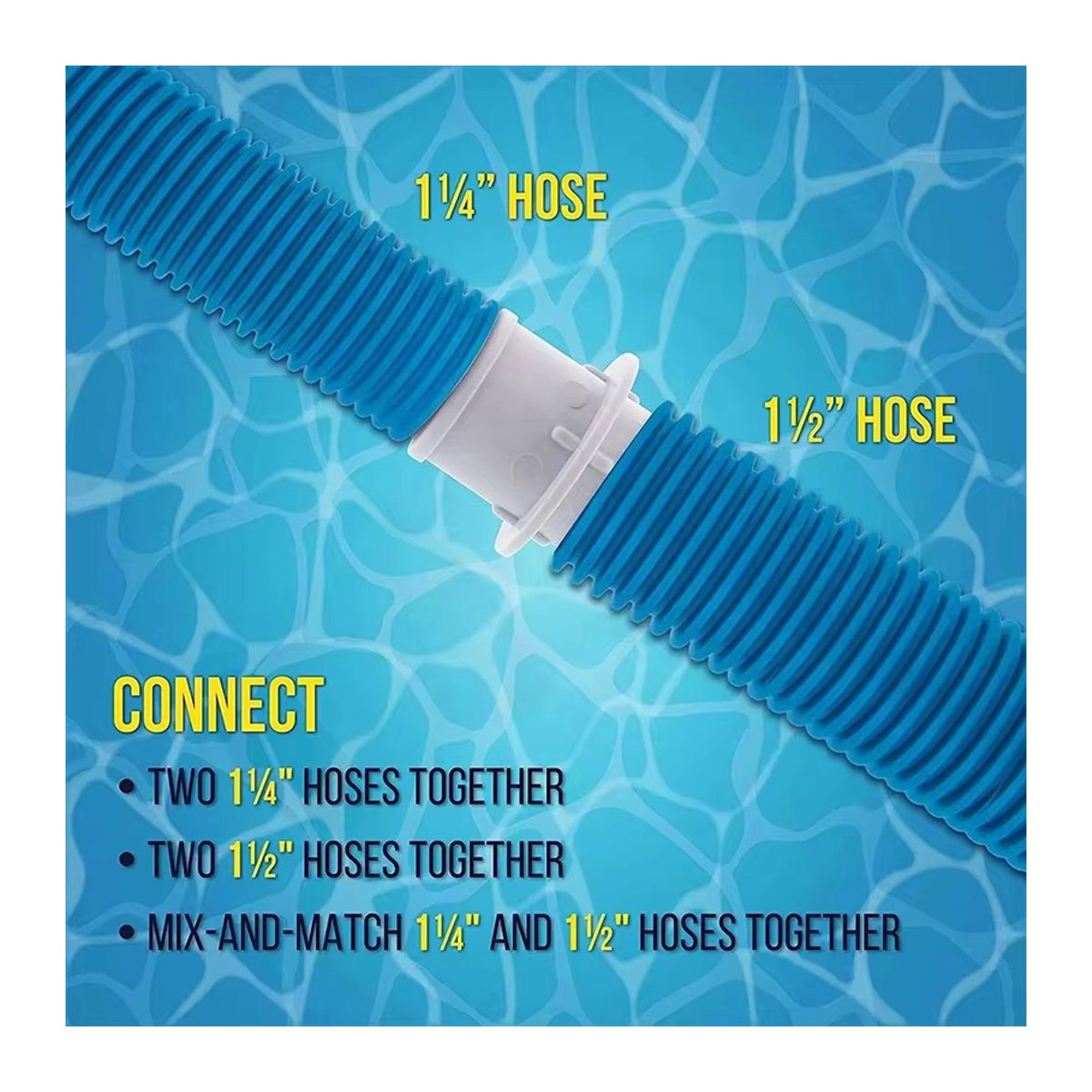 Gmarty Schlauch-Anschlusskupplung Adapter aus Kunststoff für Pool-Staubsauger und Filterpumpen 1-1/4 bis 1-1/2 Zoll - Bild 2