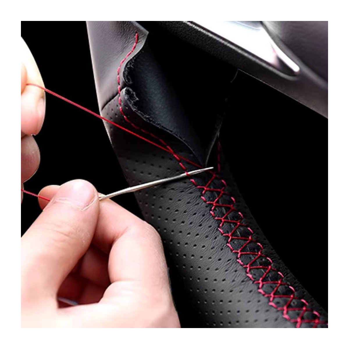GNUPME Handgenähte Lenkradbezüge aus Kunstleder in Schwarz für Peugeot 206 und 206 SW - Bild 3