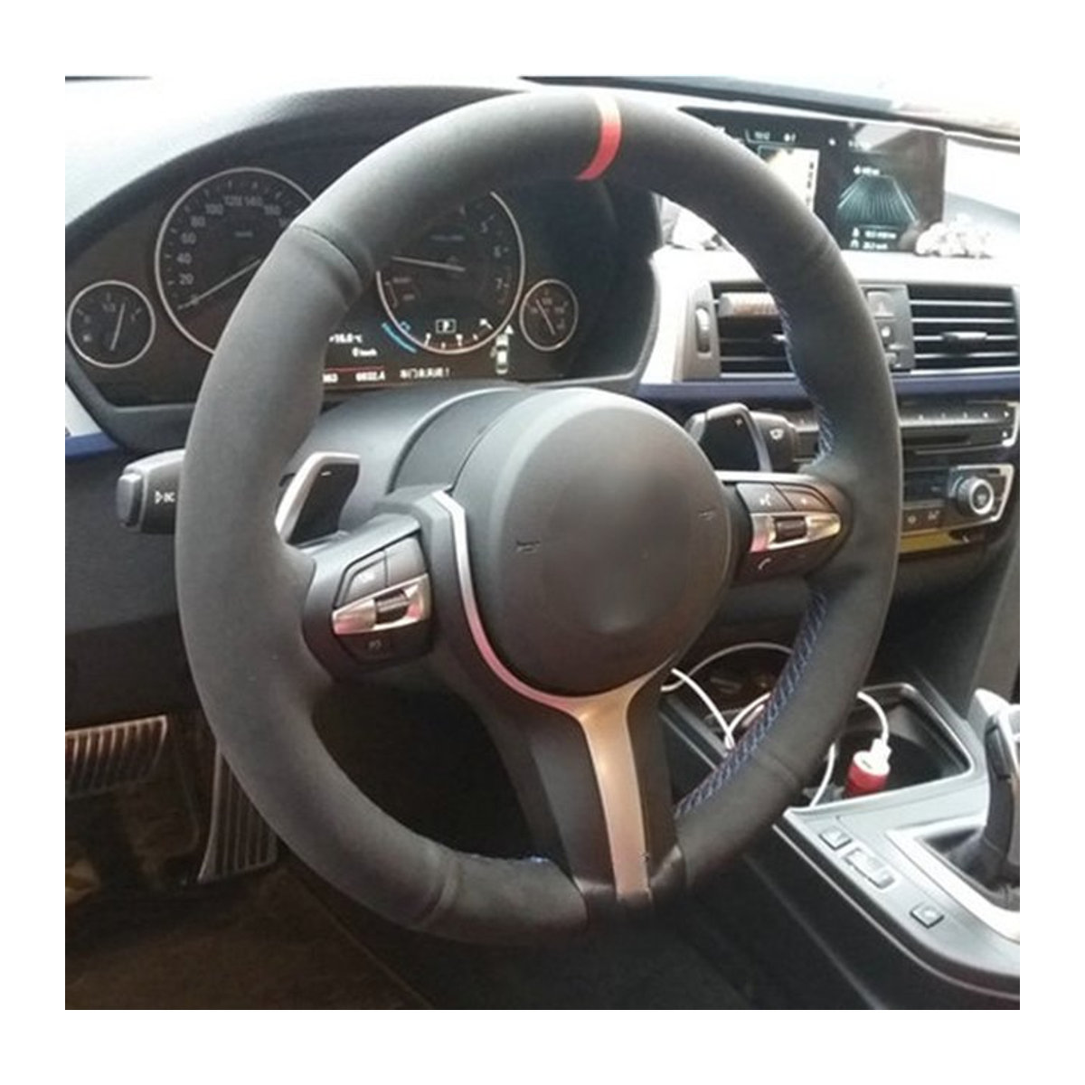 GNUPME Lenkradabdeckung aus Wildleder in Schwarz für BMW M Modelle wie M2, M3, M4, M5, M6, X5 M und X6 M - Bild 1