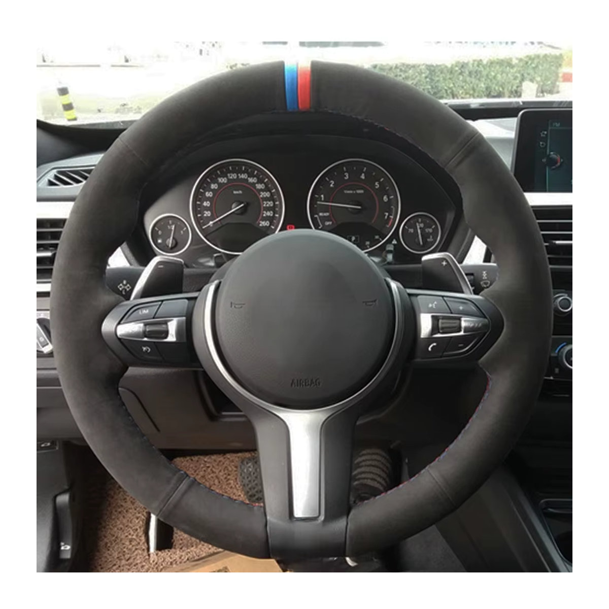 GNUPME Lenkradabdeckung aus Wildleder in Schwarz für BMW M Modelle wie M2, M3, M4, M5, M6, X5 M und X6 M - Bild 3