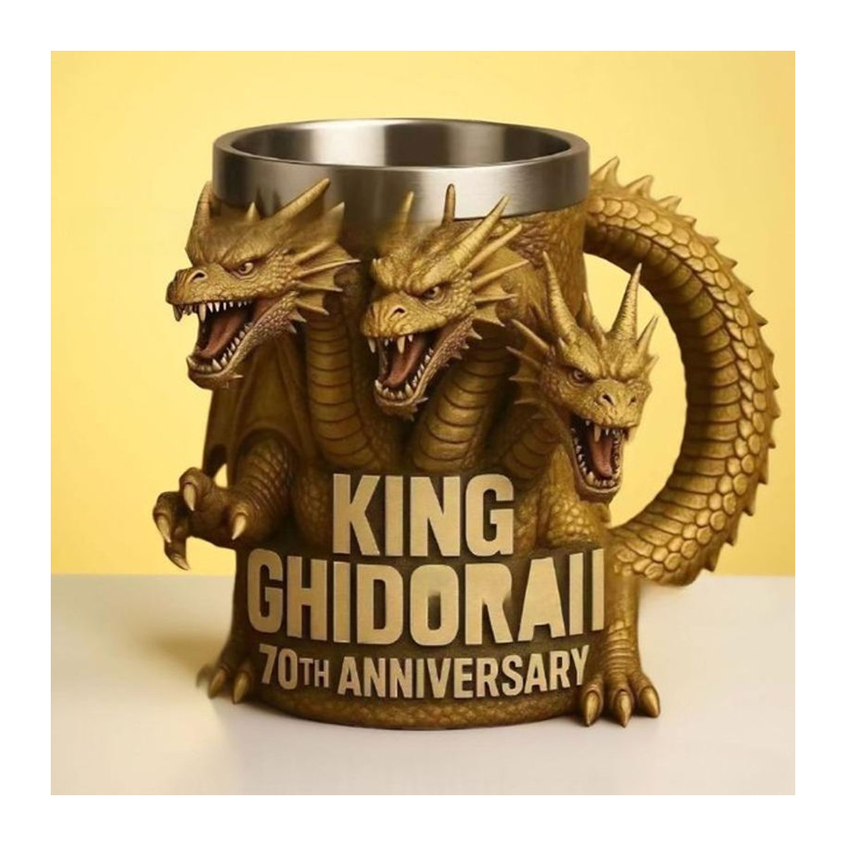 Godzilla Resin Ornament Halloween Tischdekoration in Gold mit Tierprint - Bild 1