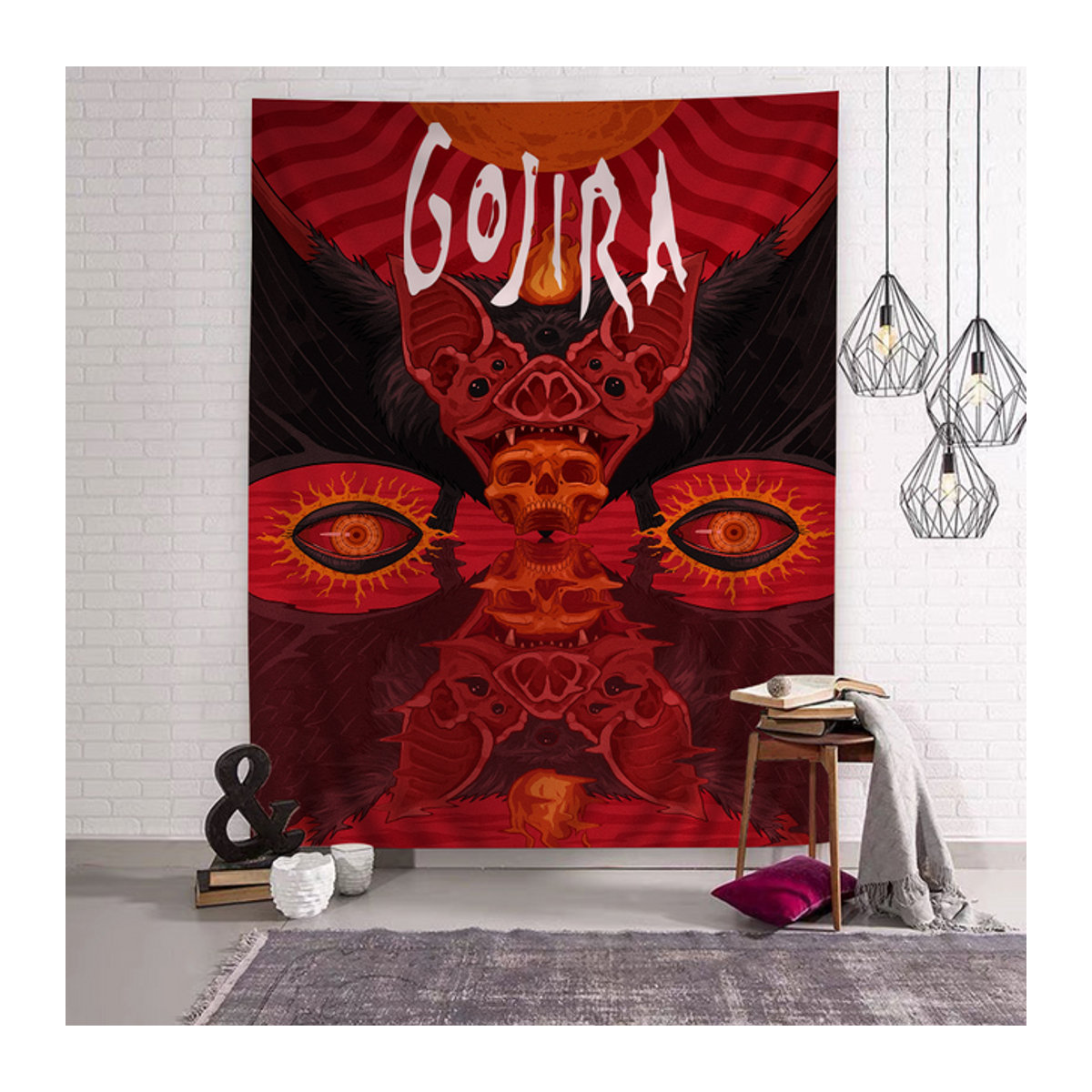 Gojira Band Wandteppich in Rot als ästhetisches Textil-Wanddekor für Wohnzimmer und Wohnheim - Bild 1