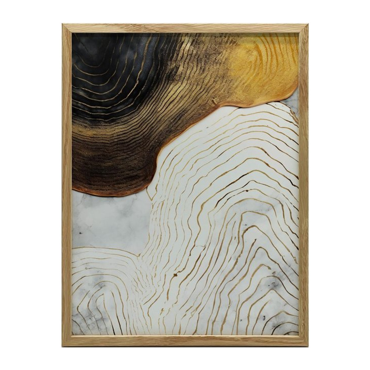 Goldene Eleganz Wandbild von iKable in Schwarz mit Aluminiumrahmen, Breite: 30 cm, Höhe: 40 cm - Bild 1