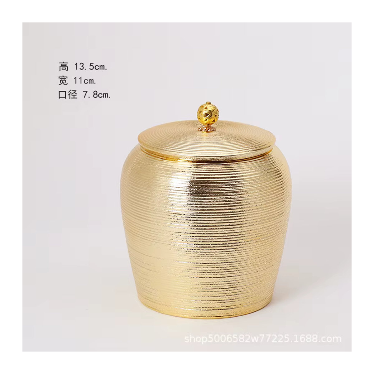 Goldene Keramik Ascheurne im europäischen Stil für Menschen und Haustiere, runde Gedenkurne für die Feuerbestattung - Bild 2