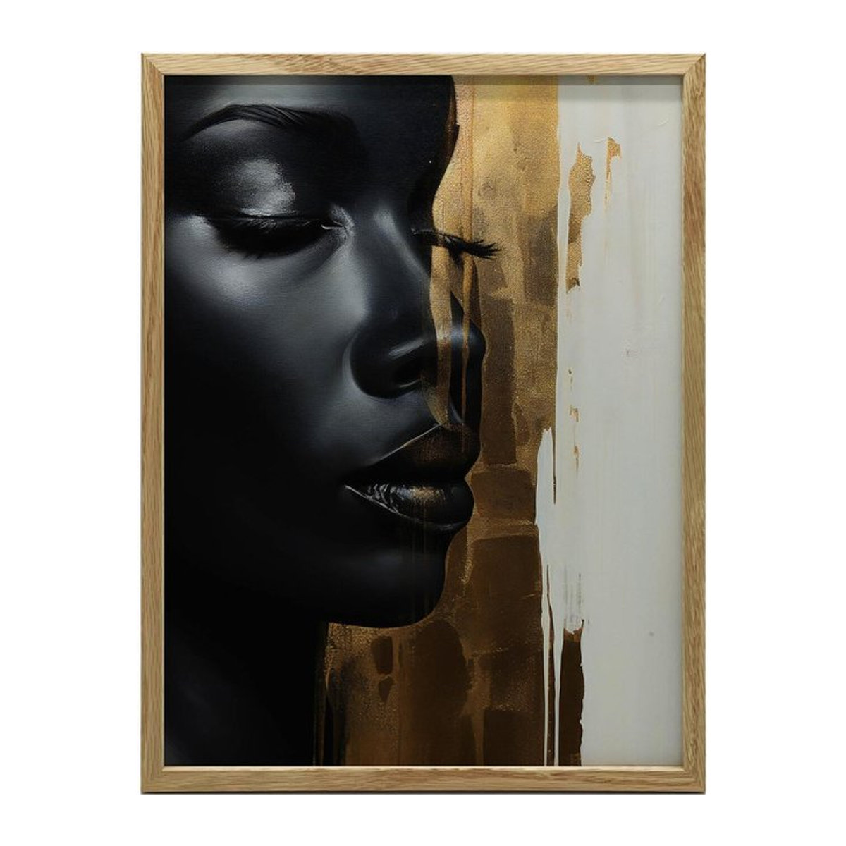 Goldene Kraft Wandbild von Marcin Zbijowski in Gold mit Aluminiumrahmen, B/H: 30 x 40 cm - Bild 1