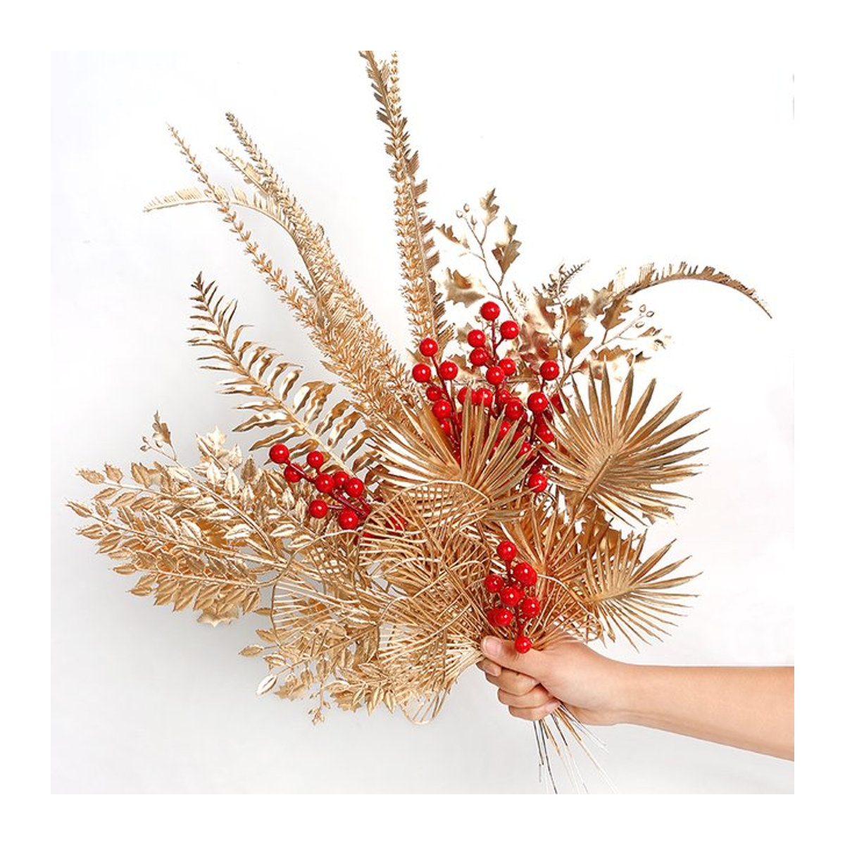Goldene künstliche Blumen als dekorative Weihnachts- und Neujahrsornamente für deine Raumdekoration - Bild 1